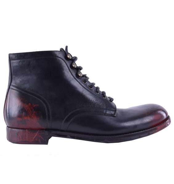 Bi-Color Calfskin Ankle Boots "Siracusa" by DOLCE & GABBANA Black Label 