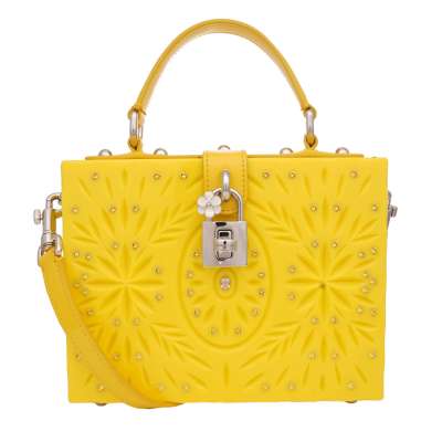 Cinderella Crystals Plexiglas DOLCE BOX Bag Yellow