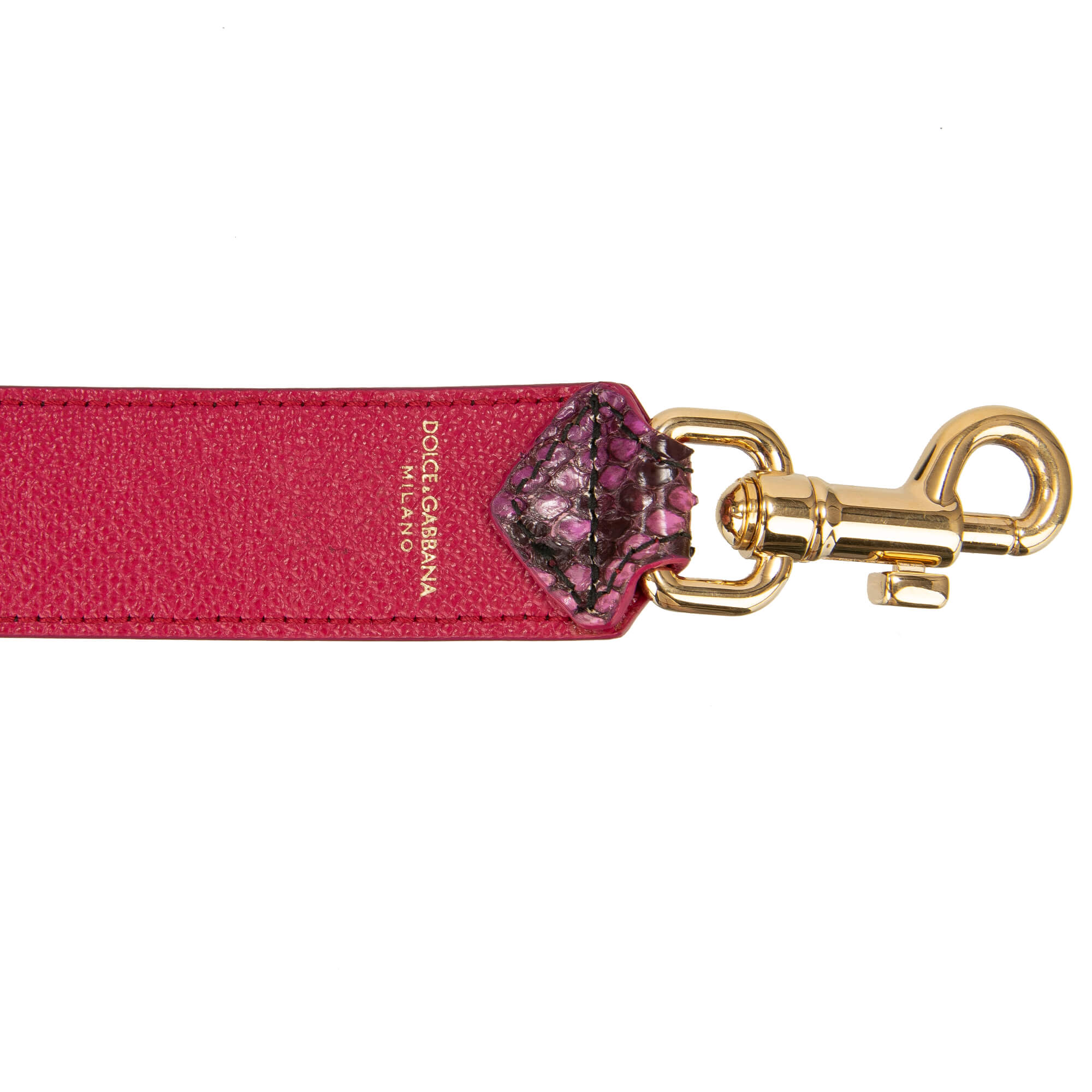 Dolce & Gabbana Studded Leather Bag Strap Handle Beige Red Gold