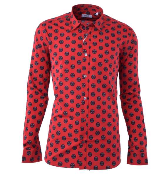 Printed Cotton Shirt with "Buttons" Print by MOSCHINO First Line