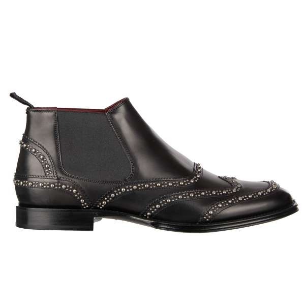 Stiefeletten Schuhe MARSALA aus Leder mit vielen Nieten von DOLCE & GABBANA