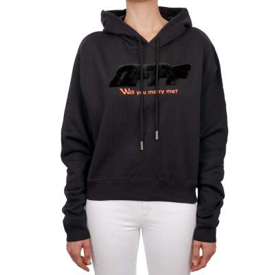Virgil Abloh Marry Me Logo Oversize Hoodie Pullover Sweater Schwarz S
