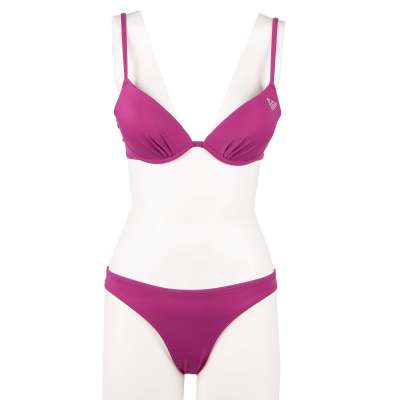 Gefütterter Triangel Push-Up Bikini mit Logo Pink