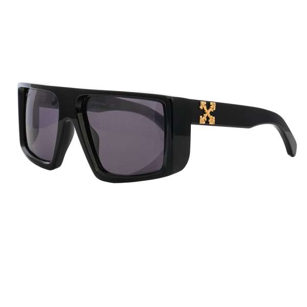 Rechteckige Oversize ALPS Sonnenbrille mit Logo in Gold von OFF-WHITE