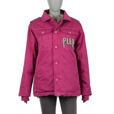 Oversize Fur Parka Jacket CRYSTAL Pink M