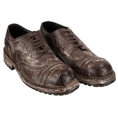 Vintage Leather Derby Shoes BERNINI Brown 42 UK 8 US 9