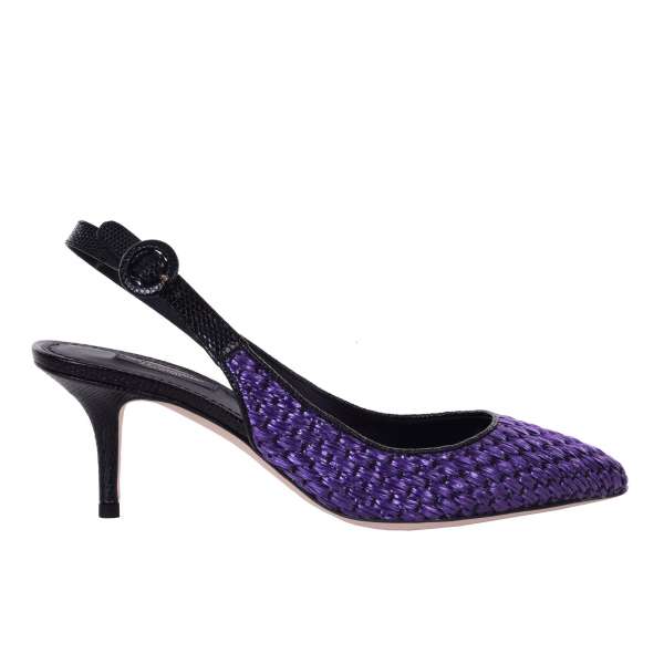 Slingback pumps BELLUCCI made of woven cellulose and lizard skin by DOLCE & GABBANA Black Label