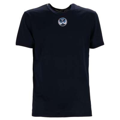 DG Embroidered Logo Gio Ponti Design Cotton T-Shirt Blue