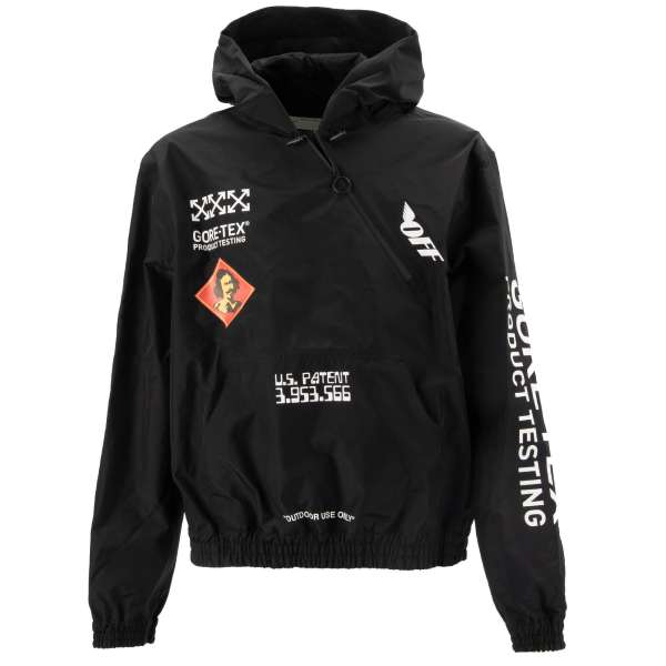 Gore-Tex Hoodie Jacke / Kapuzenjacke mit Print, Logo, Reißverschluss und Bauchtasche von OFF-WHITE Virgil Abloh