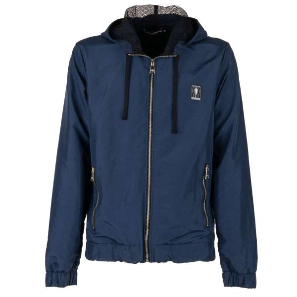 Lightweight sport jacket with hoody, logo patch and zip pockets by DOLCE & GABBANA