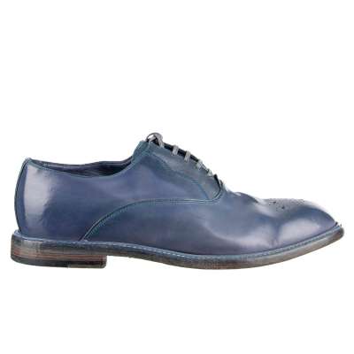 Vintage Style Derby Shoes MARSALA Blue 43 US 10