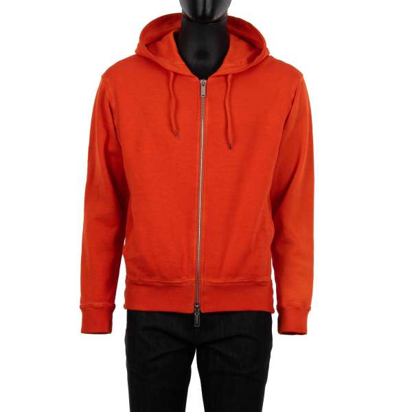 Weit geschnittene Hoodie Jacke im Vinatge Stil aus Baumwolle mit Logo Print in Orange von DSQUARED2