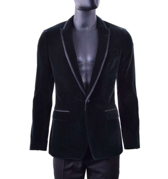 Printed velour tuxedo blazer TAORMINA with a contrast silk lapel by DOLCE & GABBANA Black Label