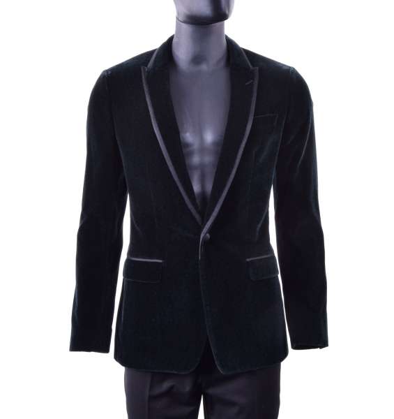 Bedruckter Blazer TAORMINA aus Samt mit Kontrast-Revers von DOLCE & GABBANA Black Label