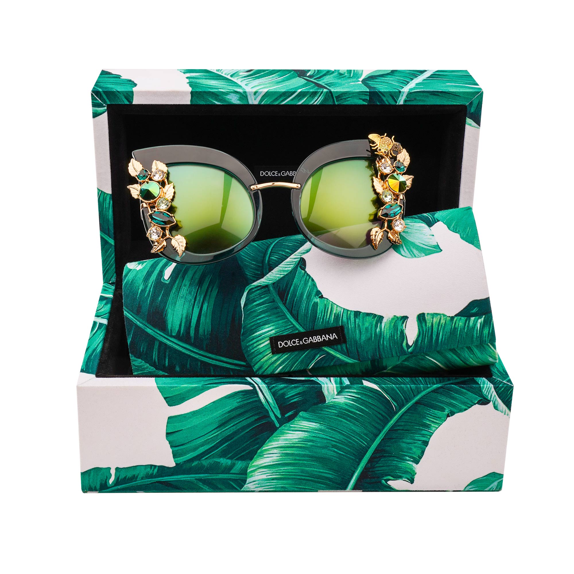 Dolce & Gabbana Special Edition Butterfly Sunglasses DG4293 with Crystals  and Leafs Green | FASHION ROOMS