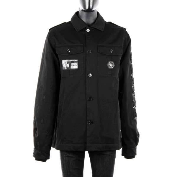 Padded Military style parka jacket with embroidery and Philipp Plein Playboy Logotypes and Embroidery by PHILIPP PLEIN x PLAYBOY