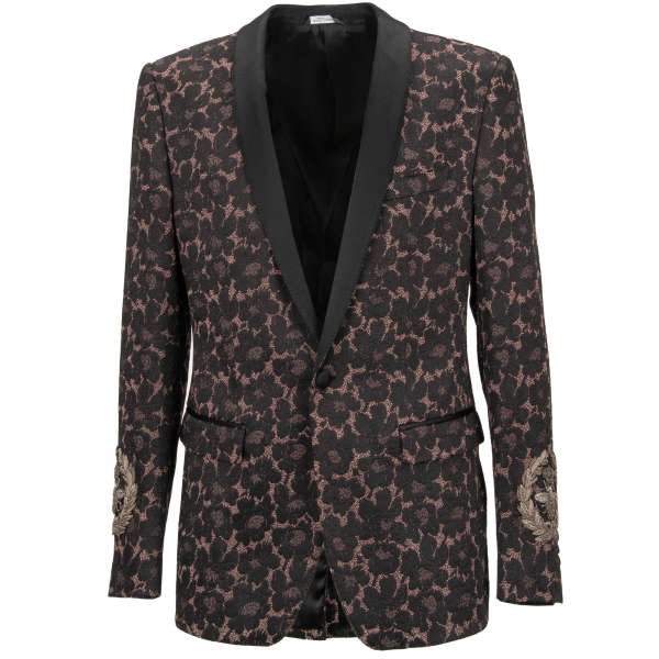 Sakko / Blazer MARTINI aus Schurwolle mit Krone Biene Perlen Stickerei in Schwarz von DOLCE & GABBANA