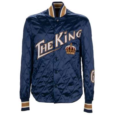 THE KING Royal Crown Quilted Light Padded Jacket Blue Gold