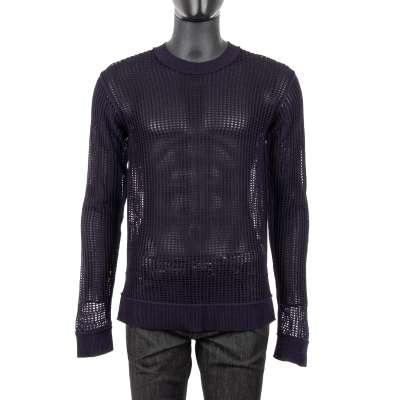 Net Structured Cotton Crewneck Sweater Purple