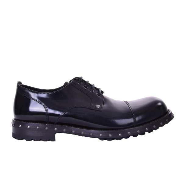 Stabile Derby Schuhe SAN PIETRO aus Glattleder in Schwarz mit massiver Sohle von DOLCE & GABBANA Black Label