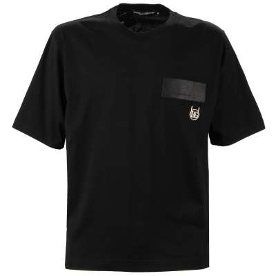 DG Metal Silver Logo Cotton T-Shirt Black 46 S M