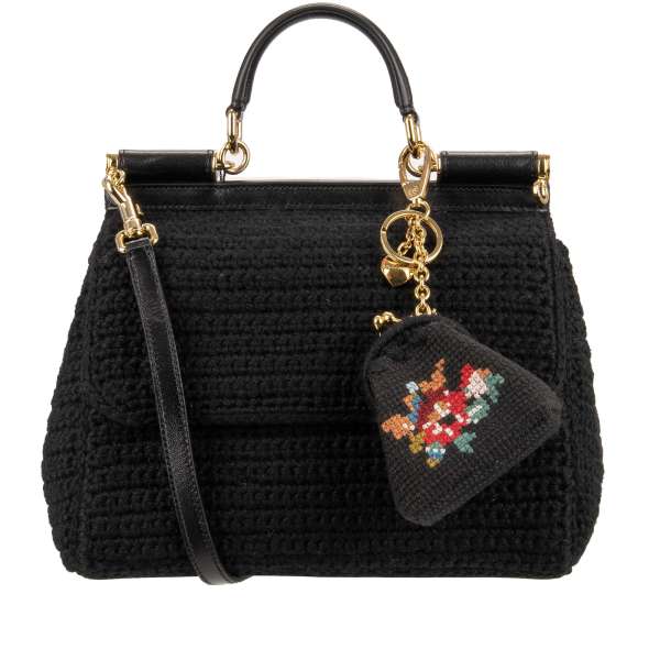 Tote / Shoulder bag SICILY made of Merino Wool with detachable embroidered wallet and logo plate by DOLCE & GABBANA