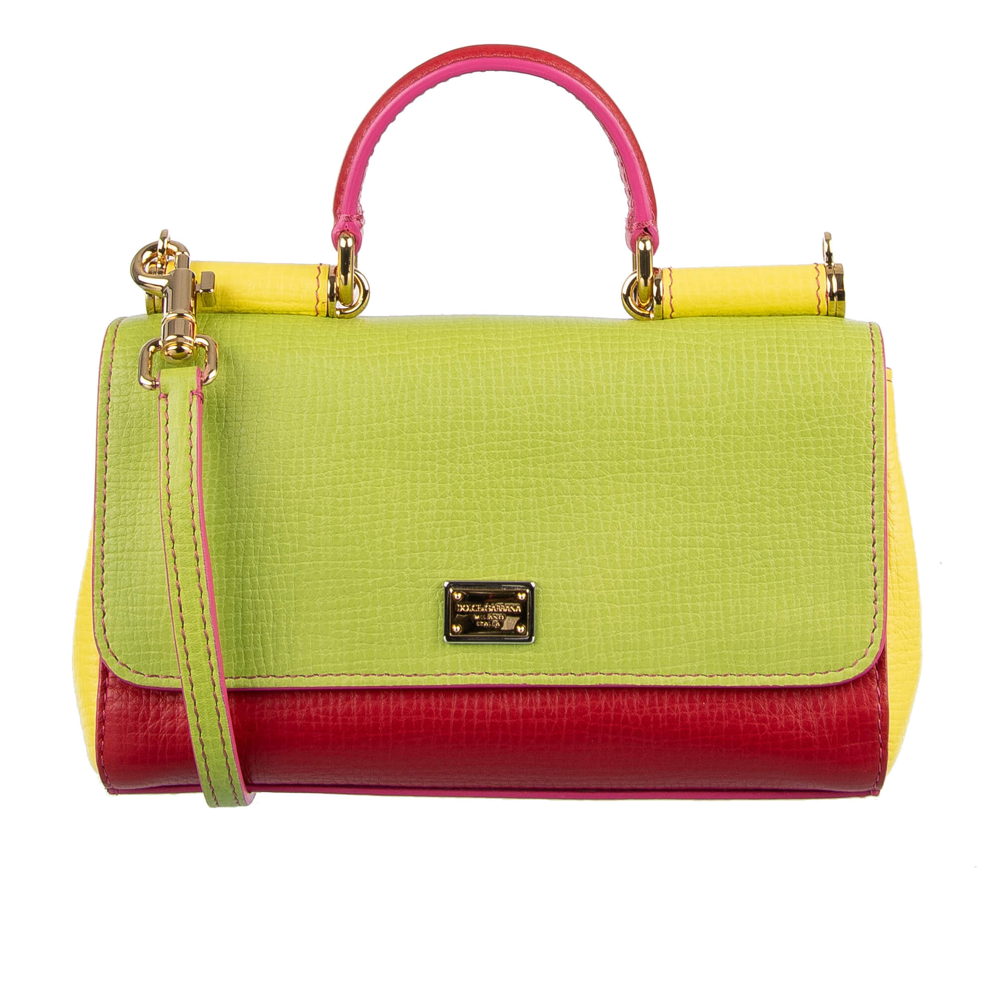 Dolce & Gabbana Leather Bag MISS SICILY Mini Green Red | FASHION ROOMS