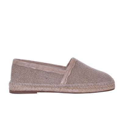 Linen Canvas Espadrilles TREMITI with Caiman Leather Details Beige