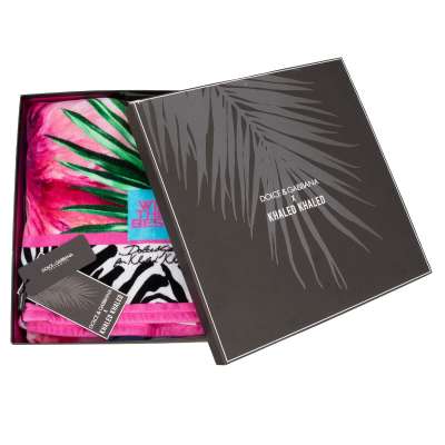 DJ Khaled Flamingo Zebra Palmen Strand Tuch Blau Weiß Pink 