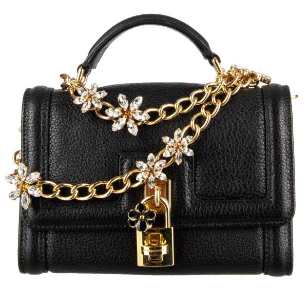 Multifunktionale Crossbody Phone Clutch Tasche / Schultertasche / Gürtel DOLCE PHONE BELT aus Nappa Leder mit dekorativem Schloss, abnehmbarer Kette mit Kristallen und Fächern von DOLCE & GABBANA