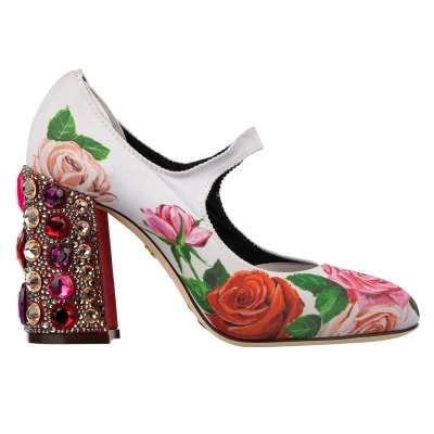 Rose High Heel Pumps VALLY with Crystals White Pink 39 9