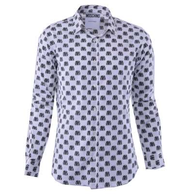 COUTURE Hemd mit Biker Aufdruck Weiß