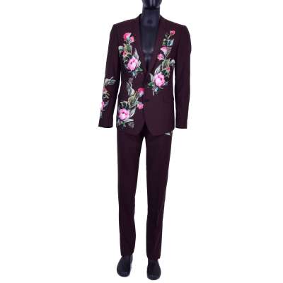 Virgin Wool Suit GOLD with Flowers and Bee Embroidery Brown