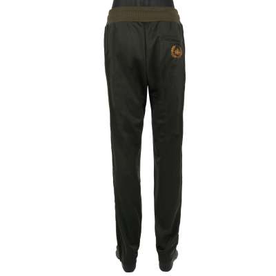 Perlen Gold Krone Jogger Hose Khaki Grün 