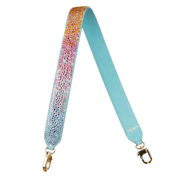 Dauphine and patent leather bag Strap / Handle on green and pink with multicolor studs by DOLCE & GABBANA