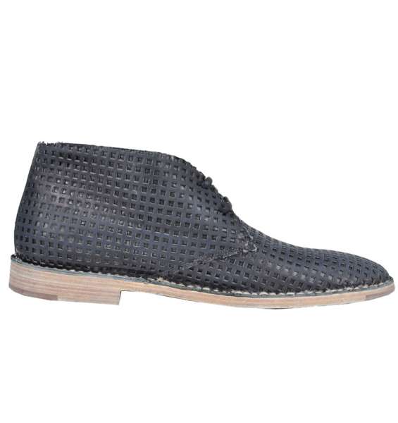 High Top Shoes with leather net texture by DOLCE & GABBANA