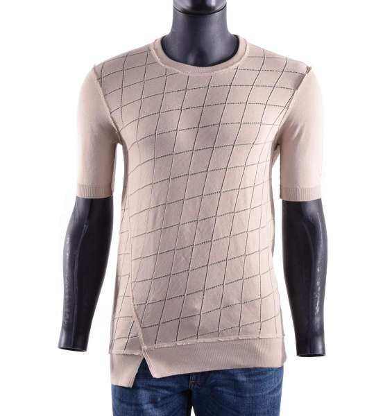 Fine knitted t-shirt with geometric texture by DOLCE & GABBANA Black Label