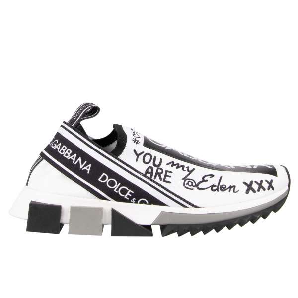 Elastische Slip-On Sneaker SORRENTO mit Graffiti Prints und Logo Streifen von DOLCE & GABBANA
