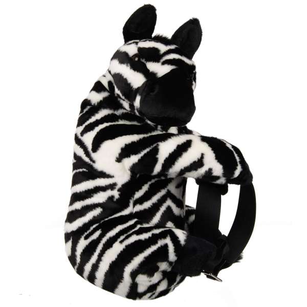 Unisex Plüschtier Zebra Rucksack Tasche aus Kunstpelz mit verstellbaren Riemen, besticktem DG Logo und Reißverschluss von DOLCE & GABBANA