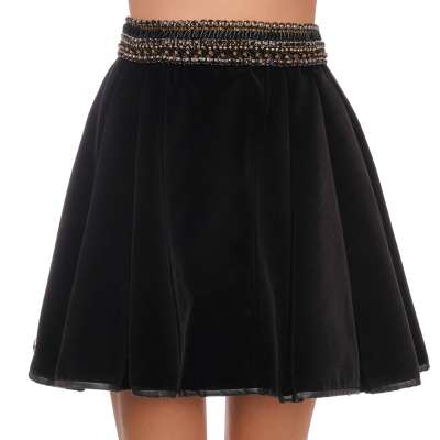 Back and Forth Mini Velvet Crystal Skirt Black S