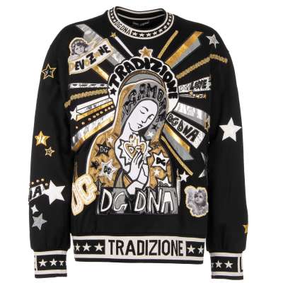 Barock Maria DG DNA Tradizione Oversize Pullover mit Schmuck Schwarz