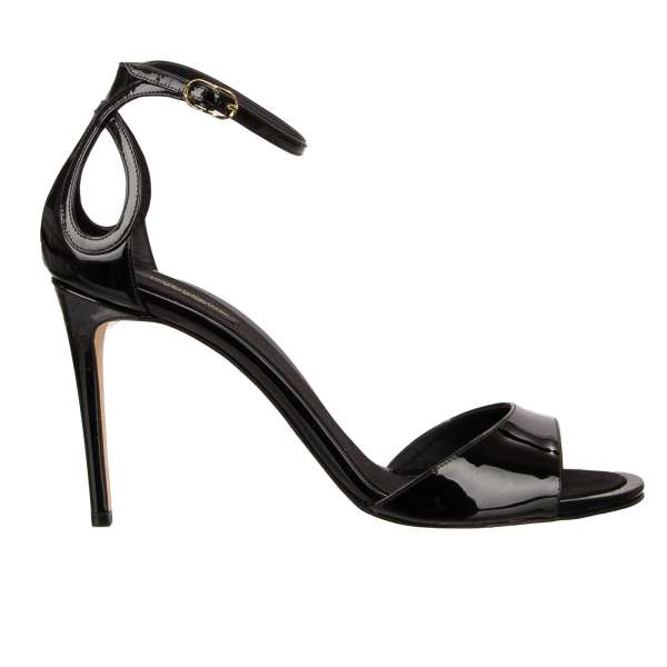 Patent leather Heels Sandals KEIRA in black by DOLCE & GABBANA