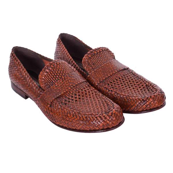 Woven Buffalo leather moccasins shoes GENOVA by DOLCE & GABBANA