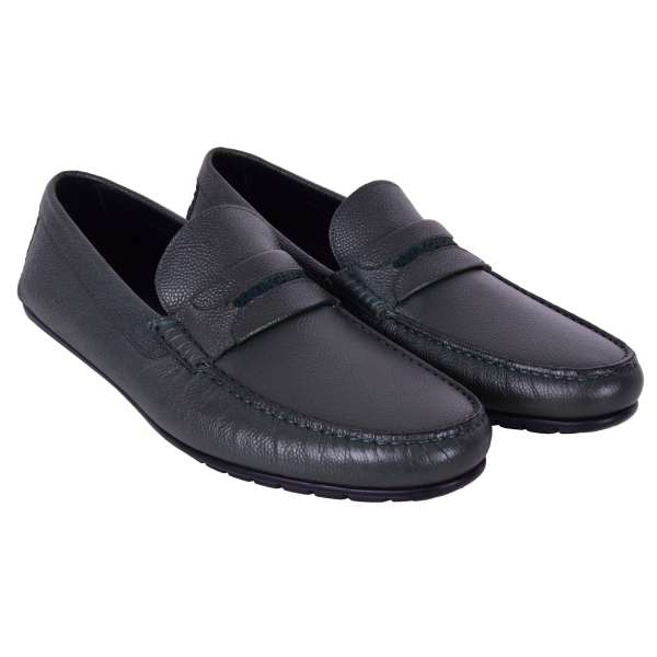 Leather moccasins shoes RAGUSA with stable sole and logo by DOLCE & GABBANA