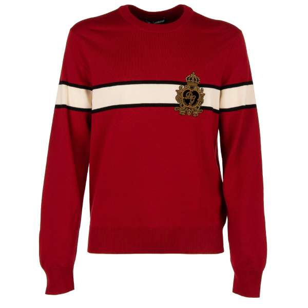 Virgin Wool crewneck Sweater / Sweatshirt with embroidered Coat of Arms with DG Logo and Crown by DOLCE & GABBANA