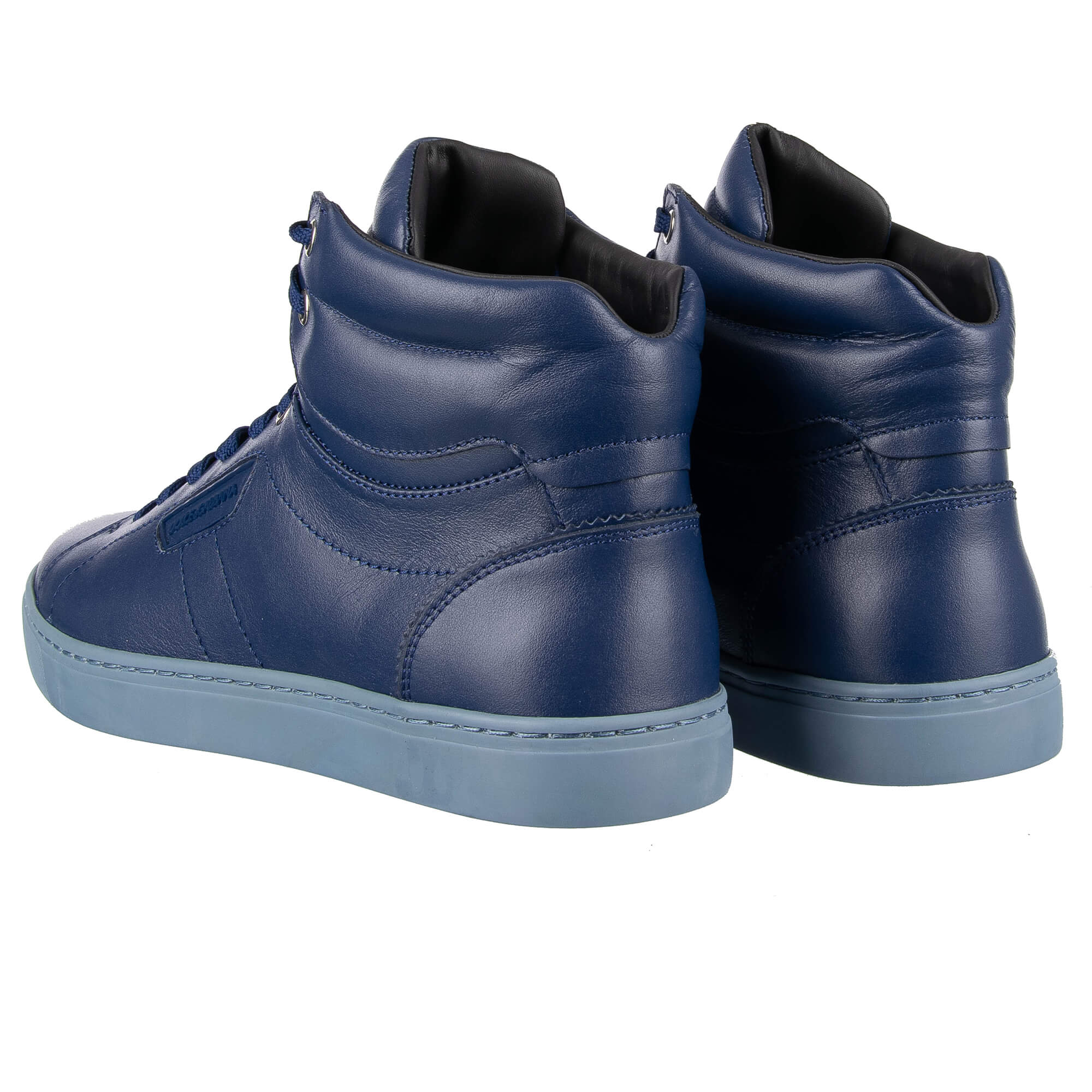 Dolce Gabbana High Top Leather Sneaker LONDON with Logo Blue
