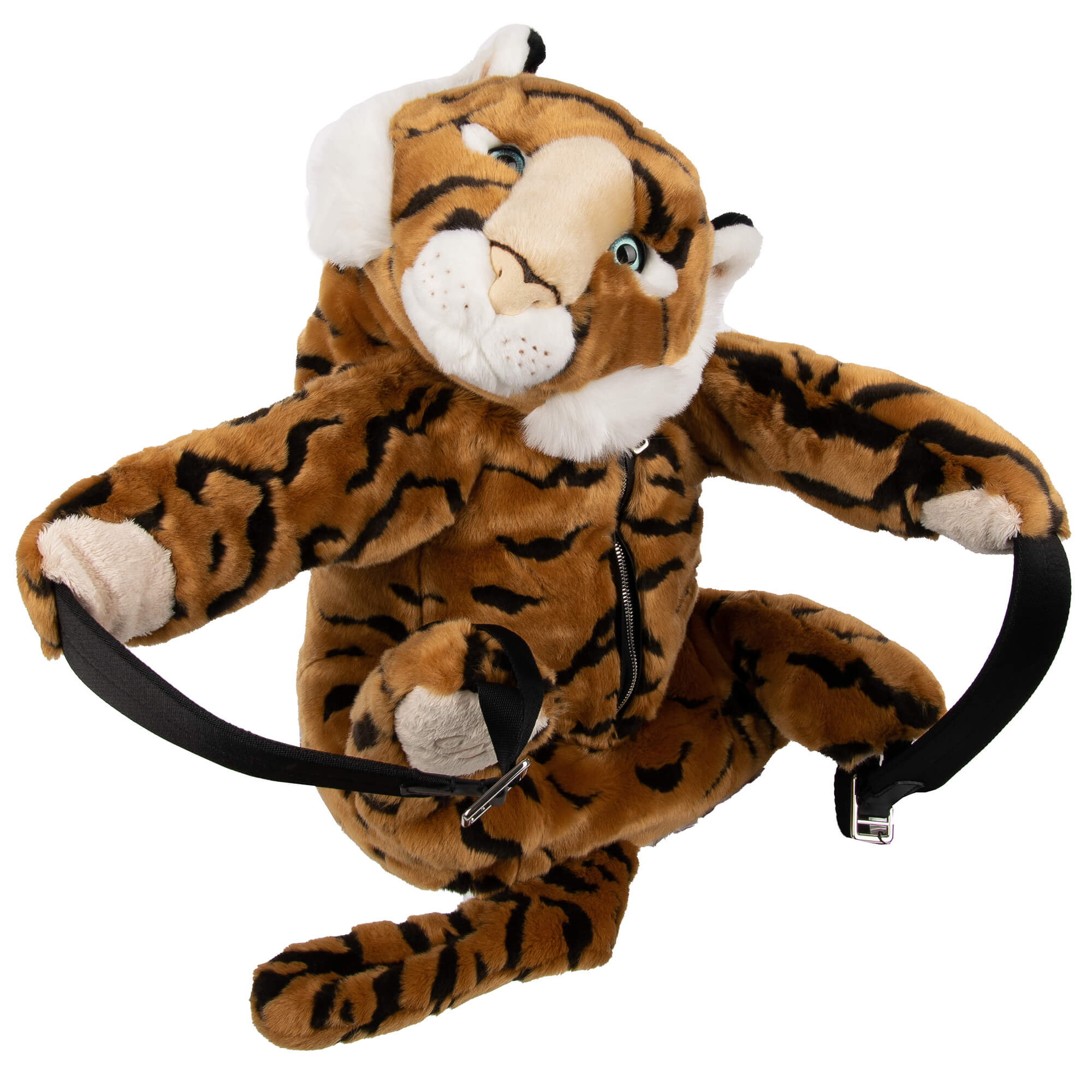Unisex Faux Fur Plush Toy Tiger Backpack Bag Brown White