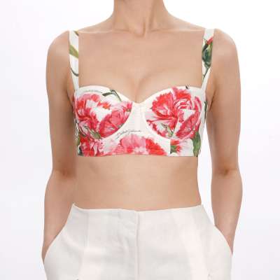 Nelken Bustier Korsett Top Pink Weiß IT 40 DE 34 XS S 