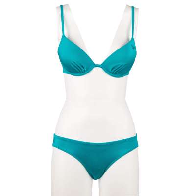 Gefütterter Triangel Push-Up Bikini mit Logo Azur Blau