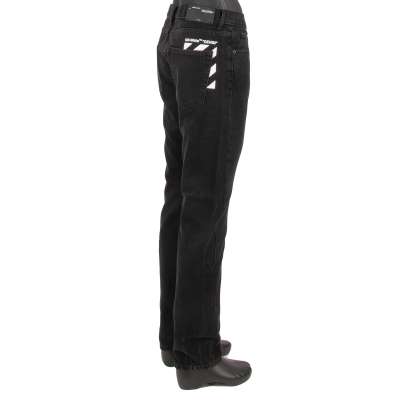 Off-White Virgil Abloh Slim Fit Jeans with Print Black White 32 M